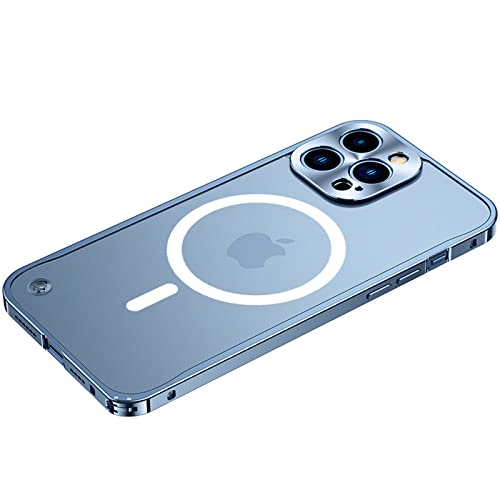 LOXO CASE MetallRahmen Hülle für iPhone 14/14 Plus/14 Pro /14 Pro Max, [Kompatibel mit Mag-Safe] Metall Rahmen + Harte Matte PC Rückseite [Kratzfest Stoßfeste] [Anti Fingerprint],Blue,iPhone14 Plus