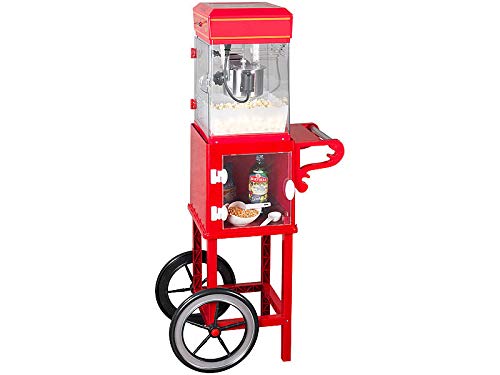 Rosenstein & Söhne Popcorn Maker: Retro-Popcorn-Maschine "Movie" und Rollwagen im 50er-Stil, rot (Popcorn Gerät, Popcornmaschine süßes Popcorn, Zuckerwatte)