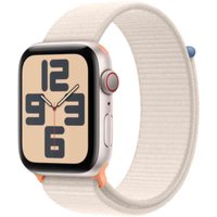 Apple Watch SE (GPS + Cellular) - 44 mm - Starlight Aluminium - intelligente Uhr mit Sportschleife - Stoff - Starlight - Handgelenkgröße: 145-220 mm - 32GB - Wi-Fi, LTE, Bluetooth - 4G - 33 g (MRH23QF/A)