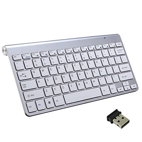 CUHAWUDBA Tragbare Ultradünne 2,4G Multimedia-Tastatur für PC Laptop iOS Android Notebook TV Box Bürobedarf (weiß)