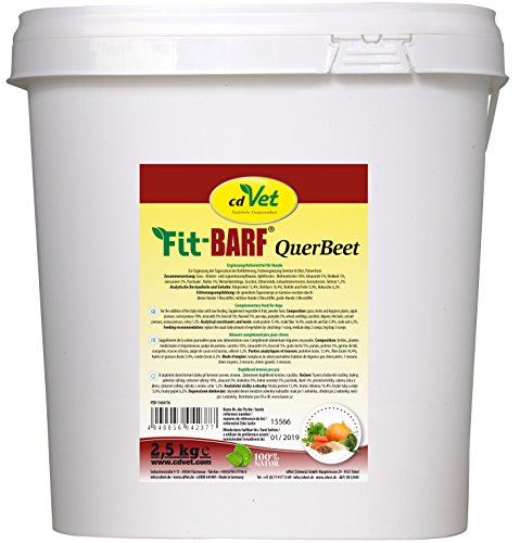 cdVet Naturprodukte Fit-BARF QuerBeet 2,5 kg - Ergänzungsfuttermittel für Hunde - getreidefrei - ausgeglichene Ernährung bei Rohfütterung - Gemüse-Kräuter-Kombination - Rohfütterung - BARFEN -