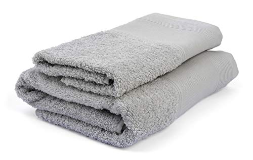 Ago.fil S.r.l. Handtuch-Set (1+1) zum Sticken, 100 % Baumwolle, grau, 60 x 105 – 40 x 60, 2 Stück