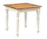 Kekse Tisch quadratisch aus massivem Lindenholz – Landhausstil – Struktur weiß antik Tischplatte Natur antik L 80 x T 80 x H 78 cm
