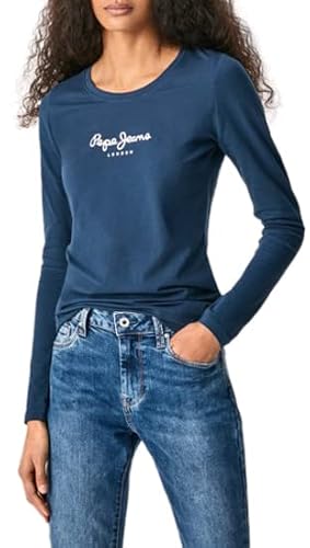 Pepe Jeans Damen New Virginia Ls T-Shirt, Blau (Navy 595), Medium