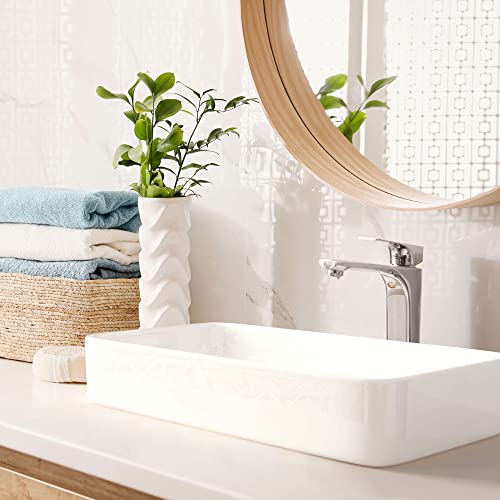 Waschbecken24 60 x 34 x 11 cm Design Keramik Waschbecken Aufsatzwaschbecken Handwaschbecken für Badezimmer Gäste-WC A97