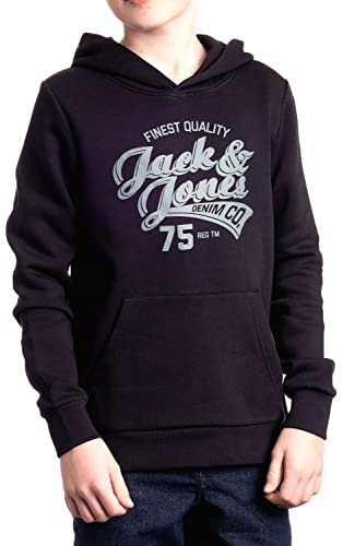 JACK&JONES JUNIOR Jungen JJELOGO Sweat Hood 2 COL 21/22 NOOS JR Kapuzenpullover, Black Opt-7 164