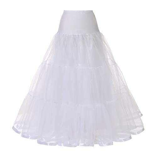YEKIM Underskirt 95CM Langer Petticoat gekräuselte Krinoline Vintage Hochzeit Braut für Kleider Unterrock Rockabilly Tutu Petticoat