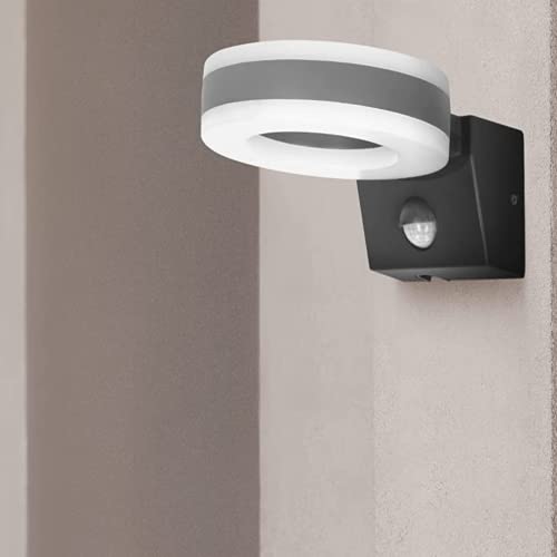 HOWLIT LED Außenleuchte Mit Bewegungssensor Außen Und Innen LUX Lichtintensitätssteuerung und TIME Beleuchtungszeiteinstellung IK 10 (Grau)