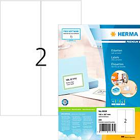 Herma Premium-Adressetiketten Nr. 4658, 105 x 297 mm, selbstklebend, permanenthaftend, bedruckbar, Papier, weiß, 200 Stück auf 100 Blatt