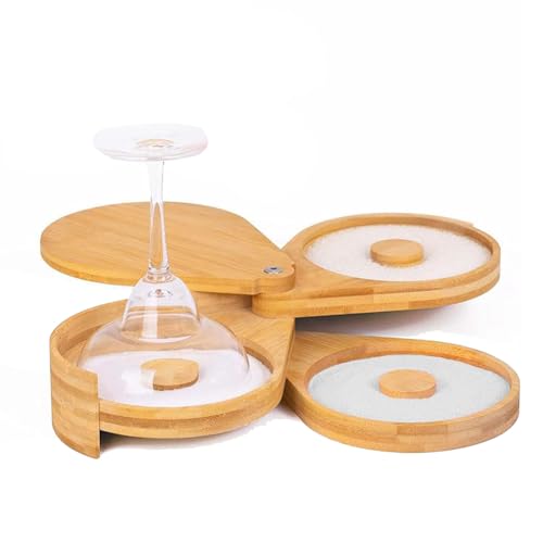 QUR 1 x Salz-Rimmer aus Holz, Cocktail-Rimmer-Set, Durchmesser Glasrand mit Deckel, Holzfarbe, Bambusglas, Bar, Zucker, Salz, Rimmer Teller