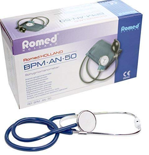 Romed Blutdruckmessgerät mit Stethoskop blau und Tasche