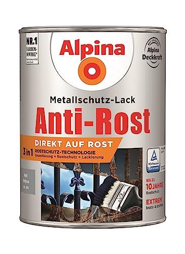 Alpina Metallschutz-Lack Anti-Rost 2,5 l, hellgrau, matt