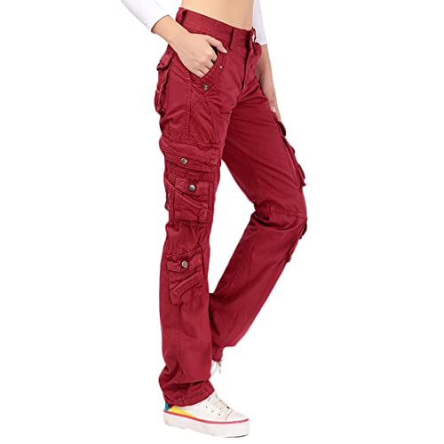 DongBao Damen Hosen Cargo Hose Multi Taschen Jogginghose Sporthose Workwear Wanderhose Outdoorhose Damen Cargo Hose