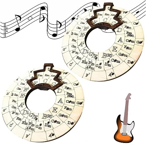 Wooden Melody Tool,Circle Wooden Wheel and Musical Educational Tool,Song Writing and Music Exploration Tool,For Notes, Chords and Key Signature (2Pcs)