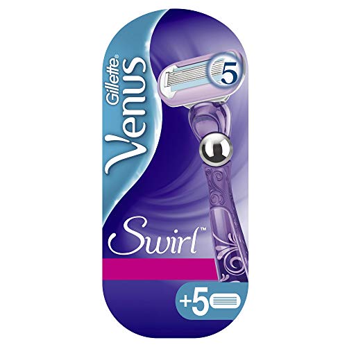 Gillette Venus Swirl Rasierer Damen mit Feuchtigkeitsstreifen für Hautschutz, Damenrasierer + 6 Rasierklingen