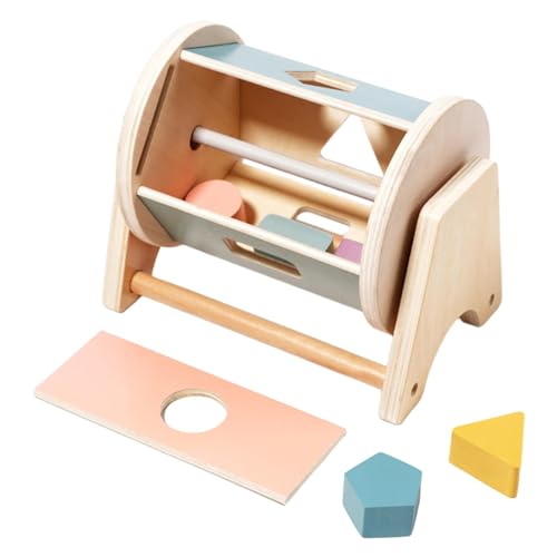 MagiDeal Montessori Rotierende Trommel Form Sortierer Spielzeug Klänge Trommel Farbe Erkenntnis Holz Roll Trommel Kinder Sinnes Spielzeug für 1-3 Jahre Alt