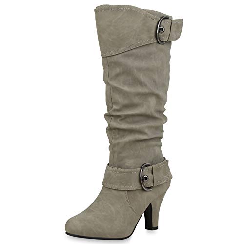 SCARPE VITA Elegante Damen Stiefel Warm Gefütterte Winter Boots Schuhe165425 Hellgrau 39