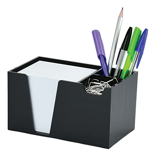 Acrimet Schreibtischorganizer für Notizblätter, Stifte und Büroklammern (Schwarz) (Notizblätter enthalten)