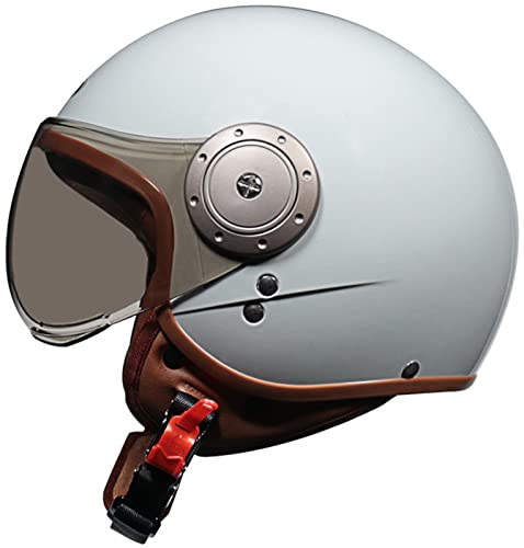 Motorradhelm mit offenem Gesicht 3/4-Jet-helm HD-Visier in W-Form ECE-zertifizierter leichter halbbedeckender Schutzhelm für Herren Damen herausnehmbares Futter Ohrmuscheln J,54-61CM