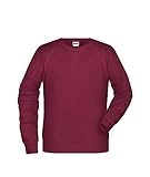 James & Nicholson Herren Raglan Sweatshirt - Sweatshirt im Raglanschnitt aus Bio-Baumwolle | Farbe: Burgundy-Melange | Grösse: L
