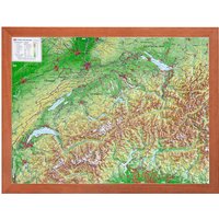 Schweiz 1:1.0 MIO mit Rahmen: Reliefkarte Schweiz klein mit Holzrahmen