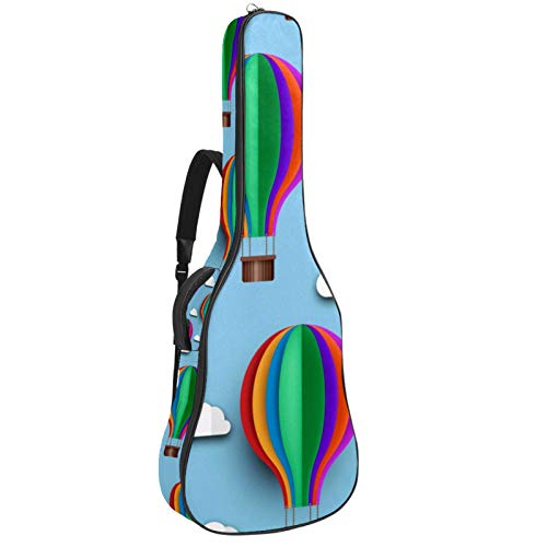 Gitarren-Gigbag, wasserdicht, Reißverschluss, weicher Gitarren-Rucksack, Bassgitarre, Akustik- und klassische Folk-Gitarre, Reisetasche, blauer Heißluftballon