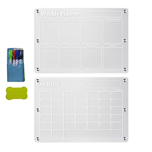 Acryl-Kalender, klares magnetisches Whiteboard für den Kühlschrank, trocken abwischbares Whiteboard für den Kühlschrank, kleiner Planer, Zeitplantafel, To-Do-Liste