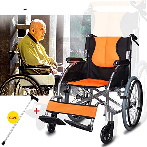 BOCbco Rollstuhl mit Eigenantrieb, Leichter und Faltbarer Rahmen, Rollstuhl mit Begleitperson, tragbarer Transit-Reisestuhl