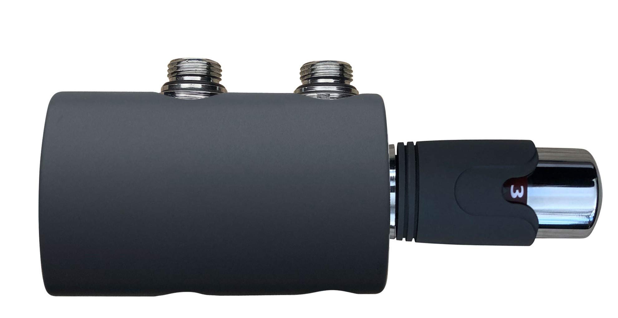 Anthrazit Thermostat Multiblock Hahnblock für Badheizkörper mit zweirohr System Heizkörper Mittelanschluß-Set 50mm