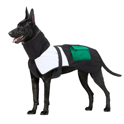 OUSHOP Warmer Hunde-Wintermantel Fleece-Rollkragenpullover Haustierkleidung mit Taschen für Mittelgroße und Große Hunde,Schwarz,XL
