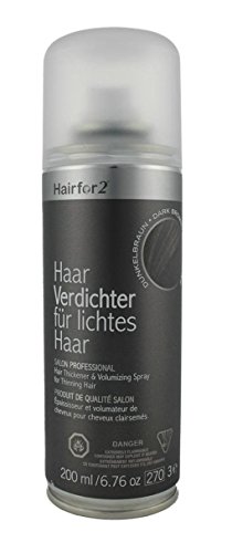 Hairfor2 Haarverdichtungsspray gegen lichtes Haar | Haarpuder | Streuhaar | Haarauffüller | Haarausfall | Haarverdichter (200ml, Dunkelbraun)