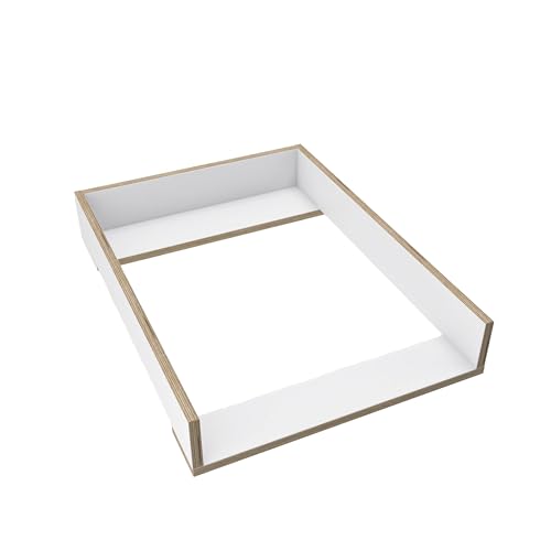 REGALIK Wickelaufsatz für Malm IKEA 72cm x 50cm - Abnehmbar Wickeltischaufsatz für Kommode in Weiß - Abgeschlossen mit Natürlichem Sperrholz geschützt okologisches Öl