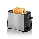 Cloer 3419 Toaster für 2 Toastscheiben, 825 W, integrierter Brötchenaufsatz, Nachhebevorrichtung, Krümelschublade, wärmeisoliertes Edelstahlgehäuse, Schwarz, Edelstahl