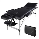 Mobile Massageliegen Massagetisch Massagebett Massageliege Aluminiumfüßen 3 Zonen Tragbar Klappbar höhenverstellbare Leicht Kosmetikliege Behandlungsliege mit Tragetasche Einfache Installation