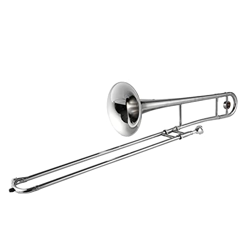 KOCAN Silberne Trompete, Altposaune, Messing, Bb-Ton, B-Blasinstrument mit Cupronickel-Mundstück-Reinigungsstab-Etui