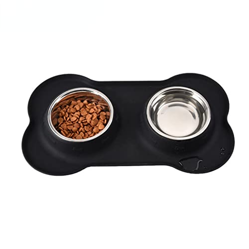 NB Silikon-Doppelnapf für Hunde, FDA, lebensmittelechtes Silikonband, Edelstahl, 60 x 40 cm
