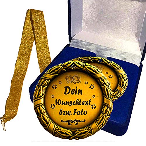 Larius Group Medaille Orden Beste Mama / Bester Papa der Welt BZW. Wunschtext Eltern Geschenk Geburtstag Weihnachten Muttertag (Ihr Wunschtext + Schachtel)