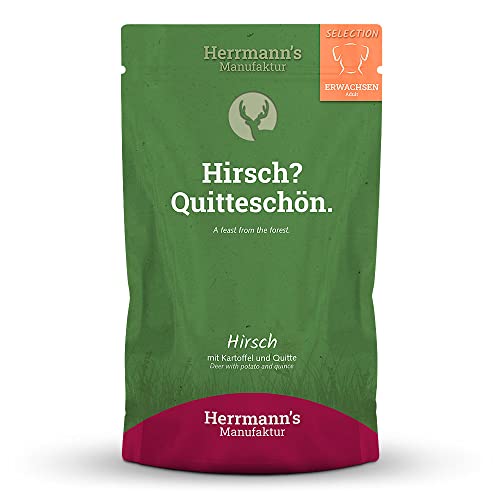 Herrmanns Hundefutter Hirsch mit Kartoffel und Quitte, 15er Pack (15 x 150 g)