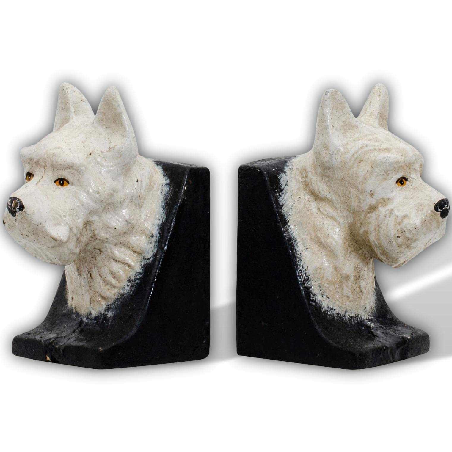 aubaho 2 Buchstützen Buchständer Scottish Terrier Hund Kopf Figur Eisen 13cm Antik-Stil