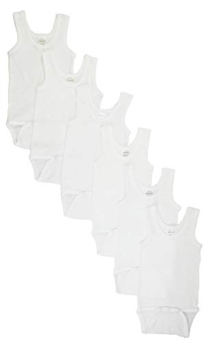 Bambini White Tank Top Onezie 6 Pack - Large