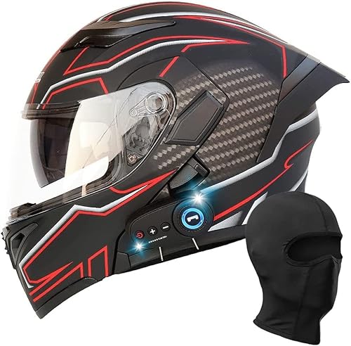 Bluetooth Modular-Helm Motorradhelm Flip-Up Mopedhelm Rollerhelm Erwachsener Herren Und Damen Sturzhelm Klapphelm Full-Face Motorradhelm DOT/ECE-Zertifizierung Klapphelm (Color : E, Size : L=59-60cm