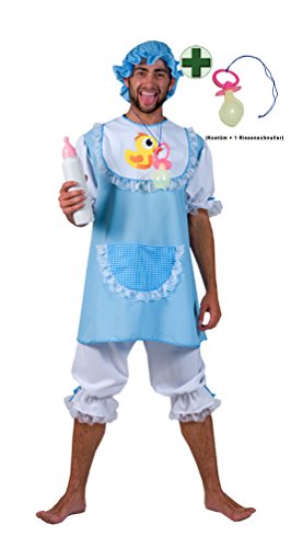 Karneval-Klamotten Baby Kostüm Herren Baby Herren-Kostüm blau-weiß Karneval Fasching mit Riesen-Schnuller blau