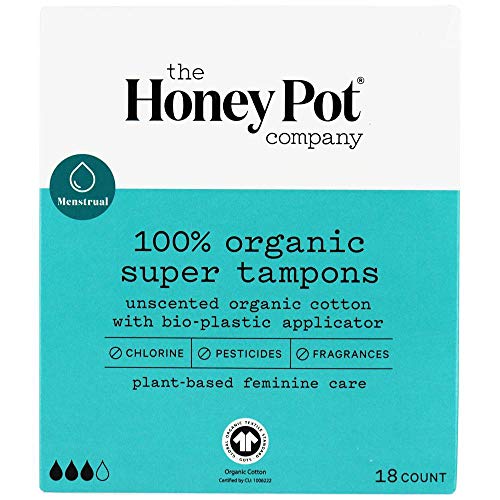 The Honey Pot 100% Bio-Super-Tampons, 18 Stück, geruchlos, Bio-Baumwolle mit Applikator aus Bio-Kunststoff