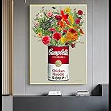 Retro Andy Warhol Bild Suppe mit Blumen See Berg Poster Pop Gemälde Poster Vintage Wand Bilder Bild Wohnzimmer Büro Dekor Leinwand Gemäldedrucke G27164