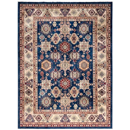 mynes Home Teppich Kurzflor Orientalisches Design Wohnzimmerteppich hochwertig luxuriös Orient in Blau (60 x 100 cm)