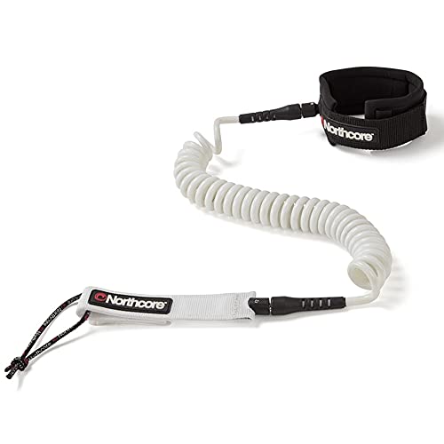 Northcore 2022 Surf- und Wassersportzubehör ? 10 Fuß SUP Stand Up Paddle Boarding Coiled Leash/Strap ? Weiß