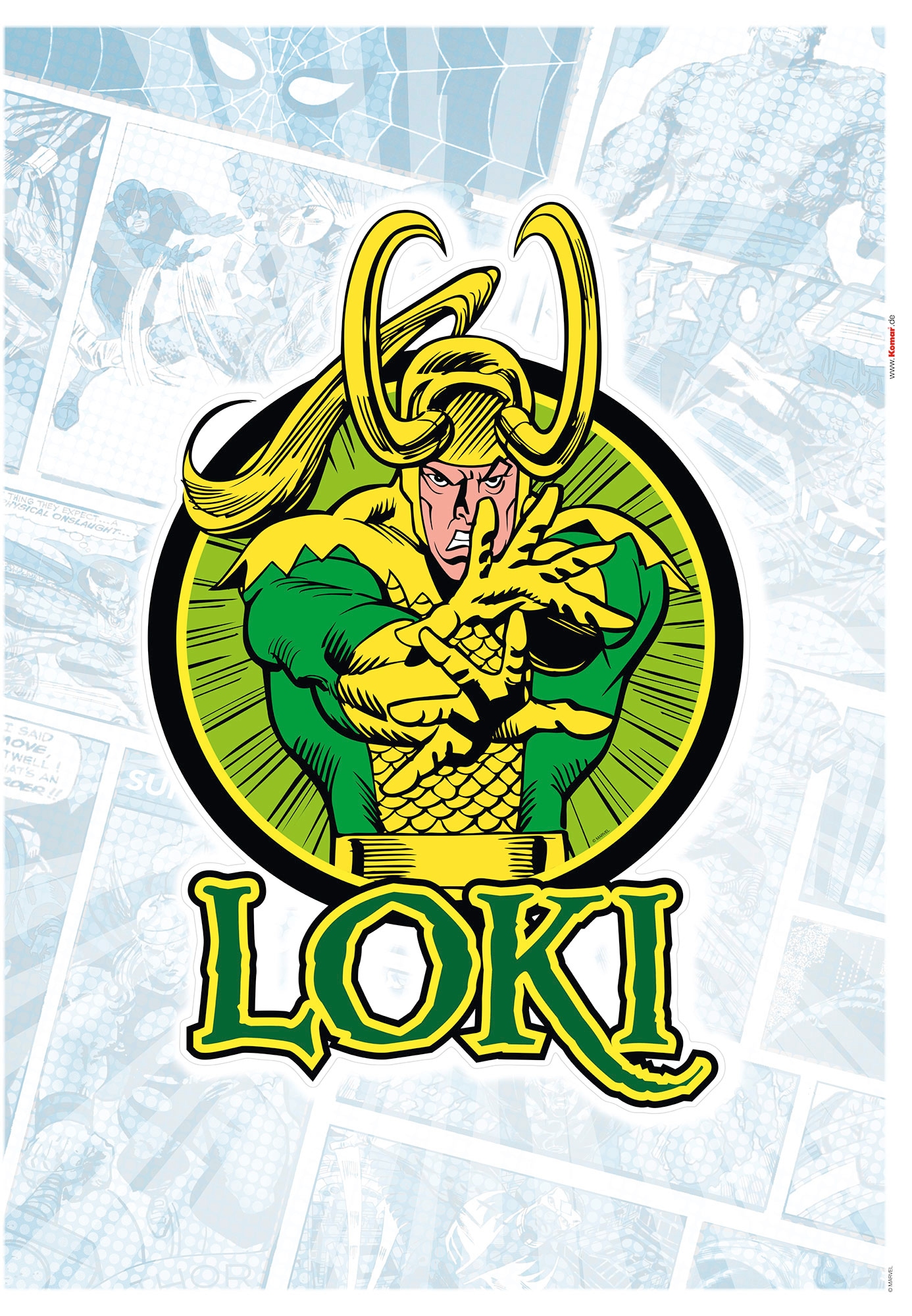 Komar Marvel Wandtattoo Loki Comic Classic - 50 x 70 cm (Breite x Höhe) - 1 Teile - Deco-Sticker, Wandaufkleber, Wandsticker, Wanddeko, Kinderzimmer - 14078h