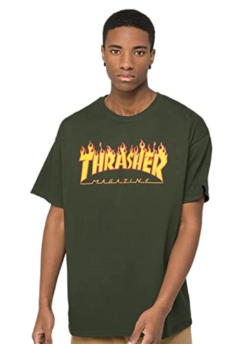 Thrasher T-Shirt Flame (Forest Green) L