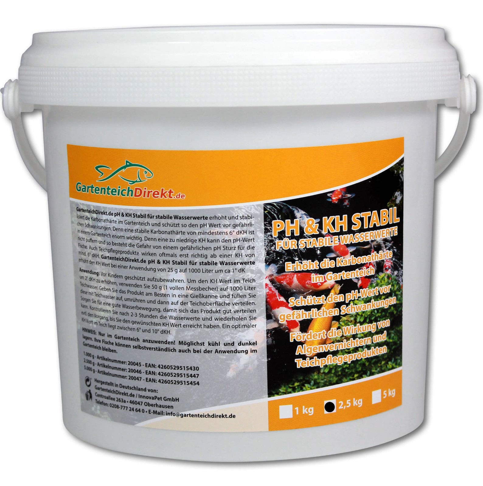 GartenteichDirekt pH und KH STABIL (Stabilisiert Wasserwerte im Gartenteich und schützt vor Schwankungen - pH-Wert Karbonathärte), Größe:2.5 kg