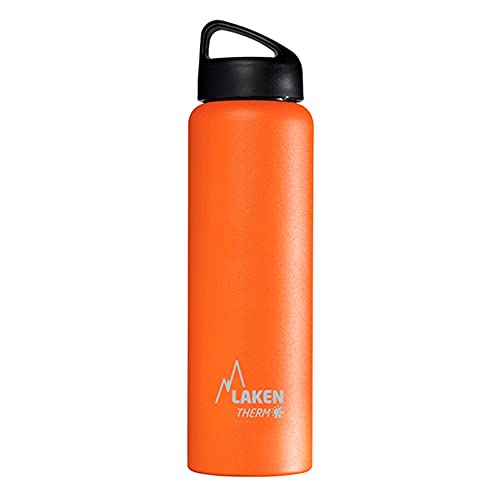 Laken Thermo Classic Thermosflasche Isolierflasche Edelstahl Trinkflasche weite Öffnung - 1 Liter, orange